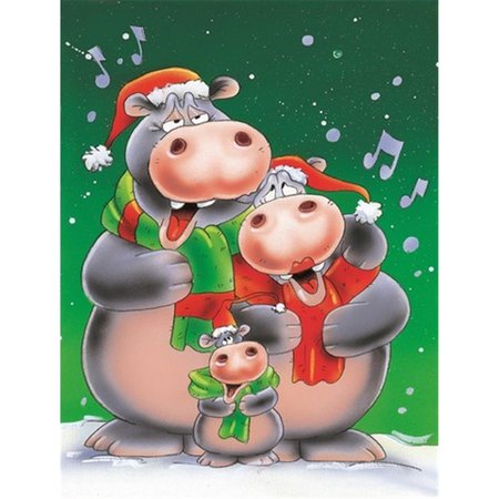 PATIOPLUS Hippo Family Caroling Flag Canvas House Size PA2556878